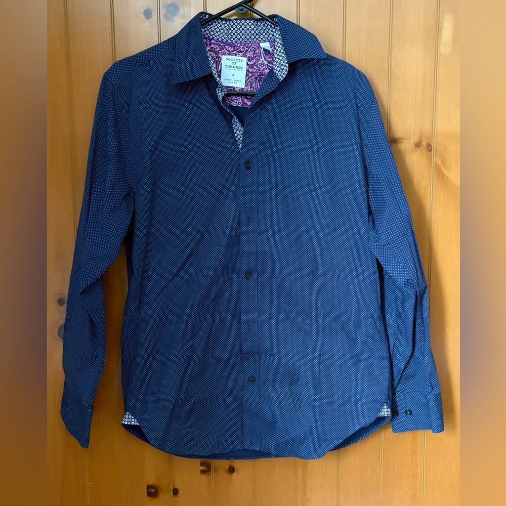 Society of Threads Shirt Men comfort stretch slim fit size small long sleeve